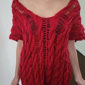 Women Hand knitted Red Sweater